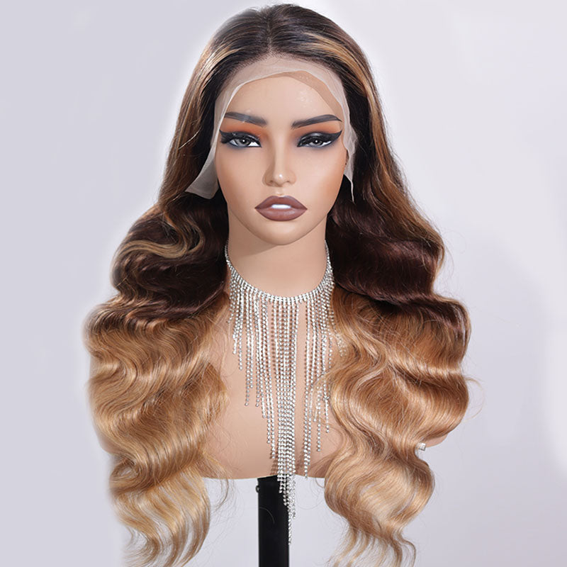 Eullair Ombre Brown Ginger Red Blue Human Hair Lace Front Wig | TikTok Viral Hair | Perfect for Cosplay, Parties & Daily Wear