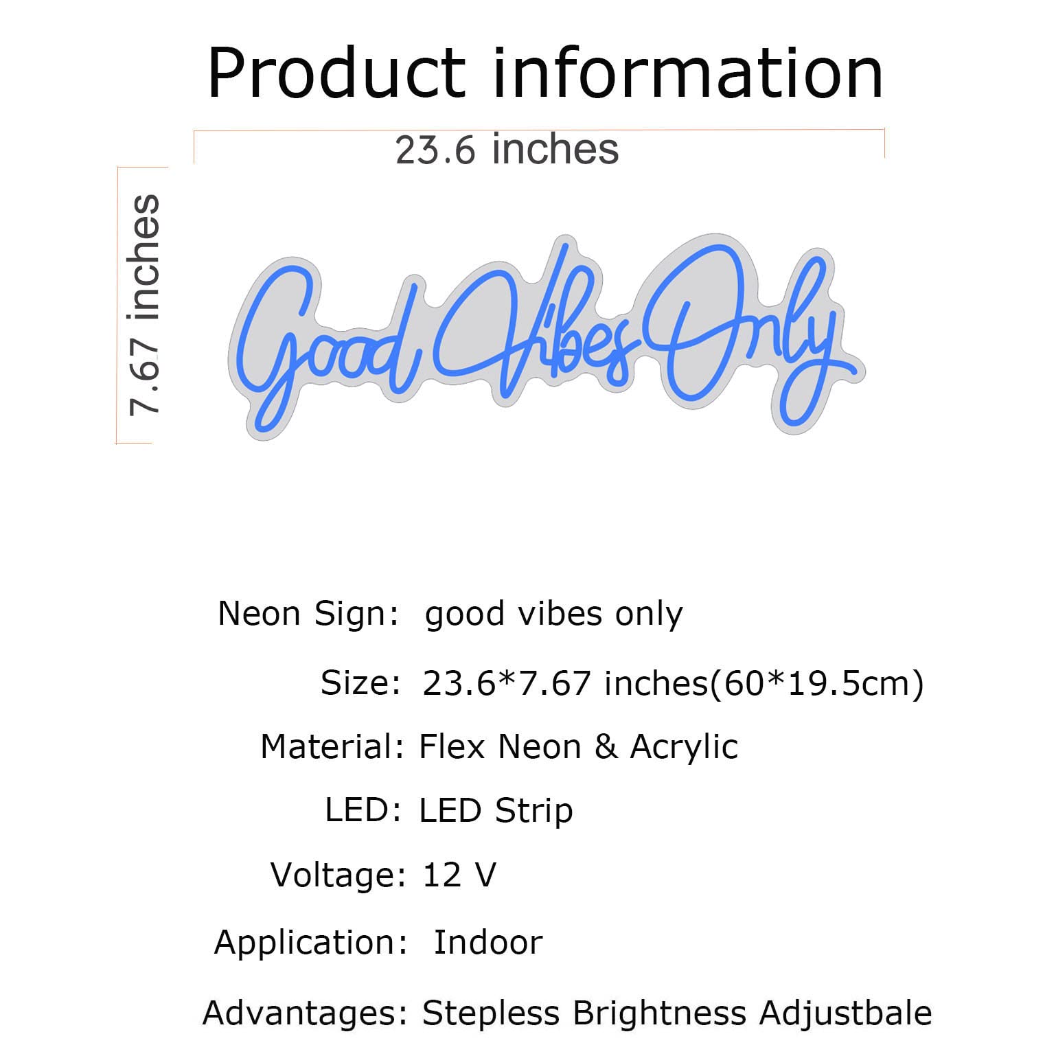 Good Vibes Only Neon Sign - Blue LED Wall Art Light for Home, Bar, Pub, Club & Party Decor | Unique Christmas Gift & Apartment Decorations | Perfect for Rave, Bedroom, Office & Wedding Events
