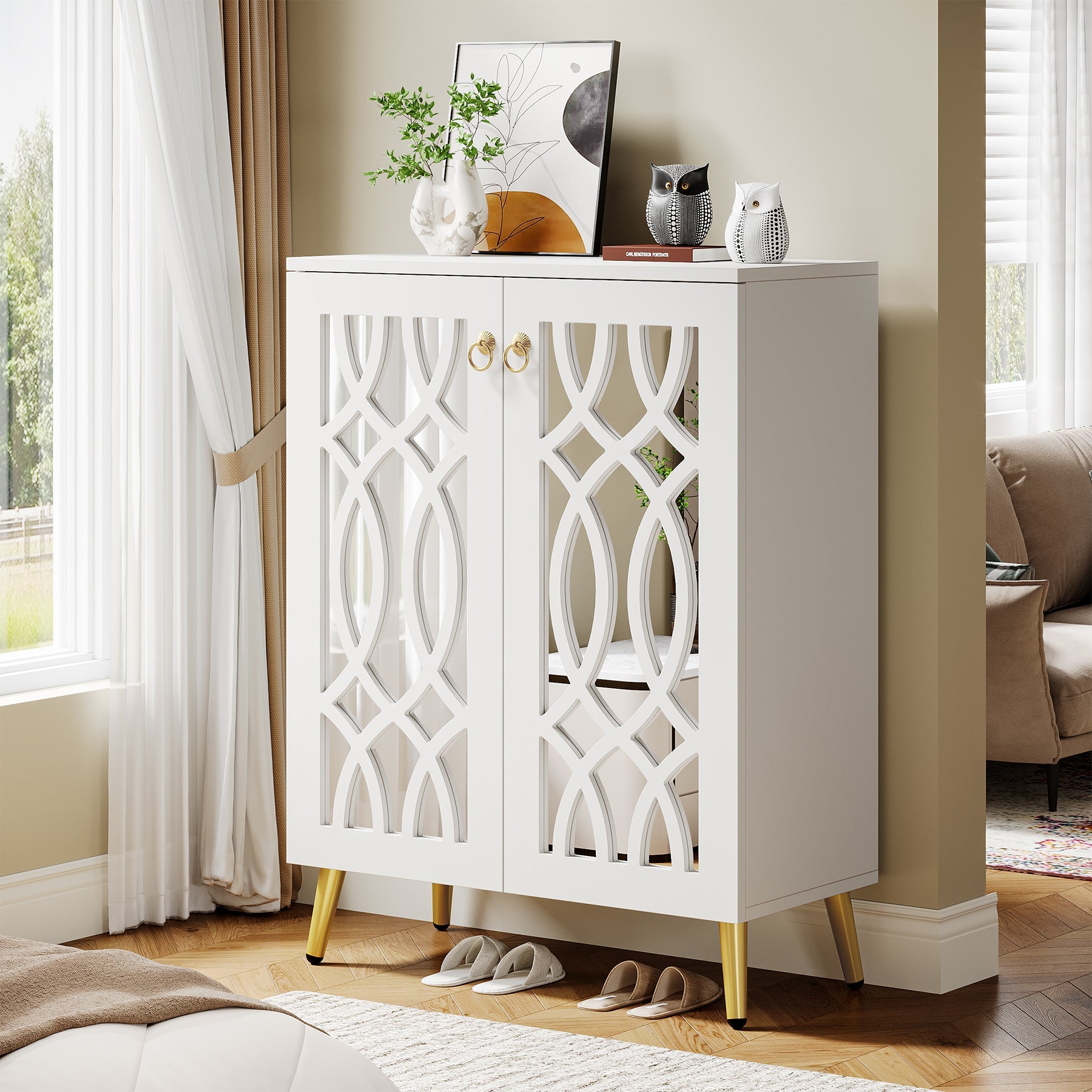 5-Tier Shoe Cabinet with Mirror - Space Saving Shoe Rack Organizer for 25 Pairs - Perfect for Bedroom, Closet & Entryway Storage