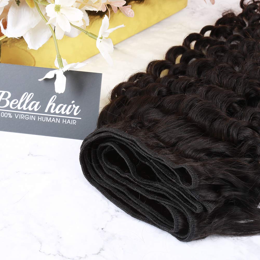 Bella Hair 24inch Deep Wave Virgin Human Hair Bundles - 100% Natural One Donor Brazilian Hair Weave (3 Bundles) for Stunning Curly Hairstyles & Everyday Wear