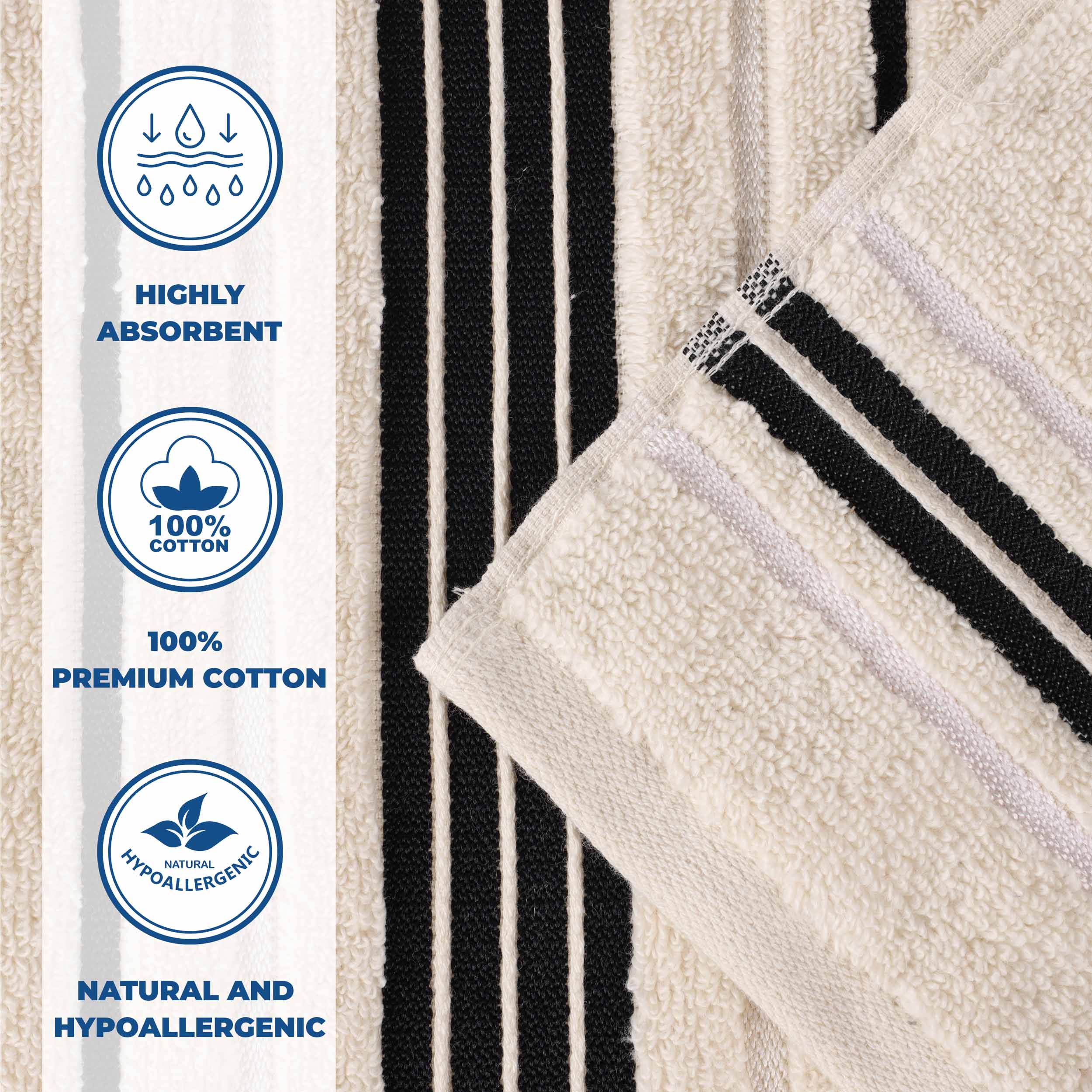 Premium 6-Piece Sadie Zero Twist Cotton Towel Set - Solid & Jacquard Floral Design | Ultra Soft & Absorbent Bath Towels for Spa, Hotel & Luxury Home Use