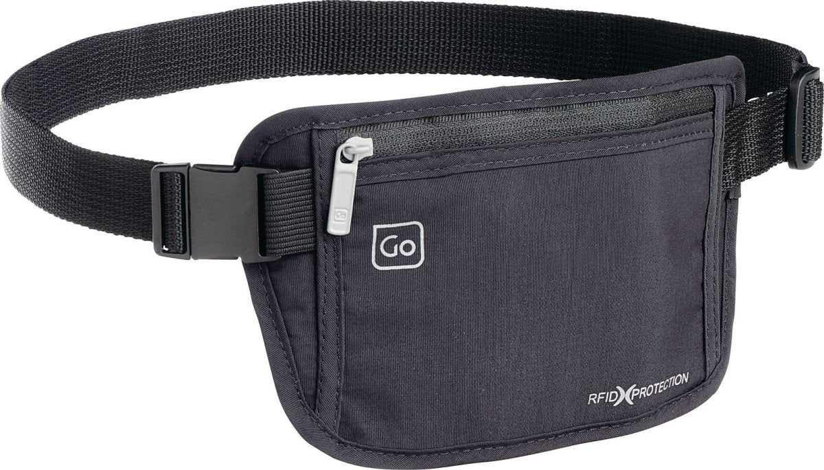 Go Travel RFID Money Belt - Secure & Slim Anti-Theft Waist Pouch for Travel, Hiking & Daily Use - Block RFID Scanning for Credit Cards & Passports