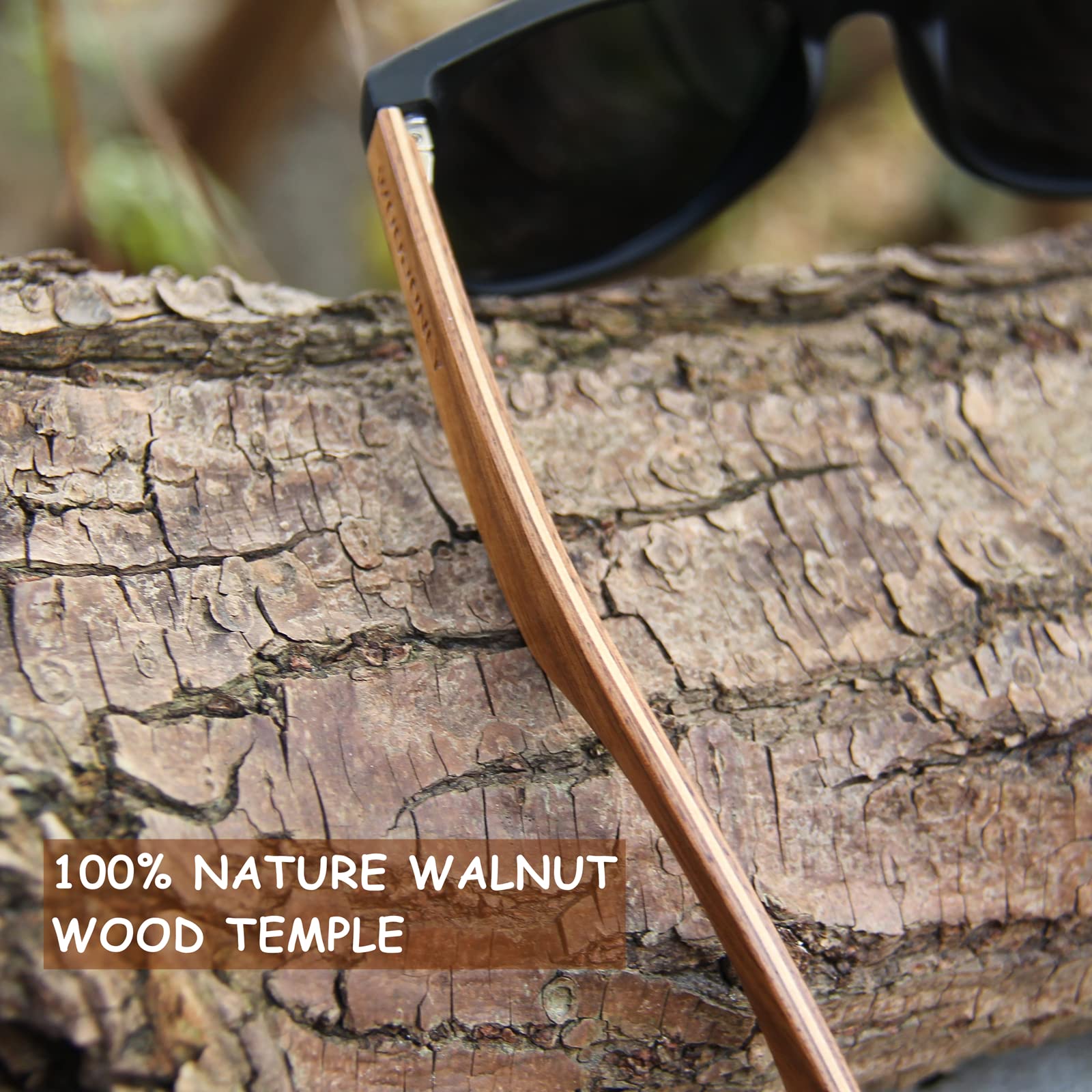 Classic Wooden Polarized Sunglasses for Men - UV Protection, Lightweight & Durable - Perfect Gift for Husband, Boyfriend, Father - Ideal for Driving, Fishing & Outdoor Activities