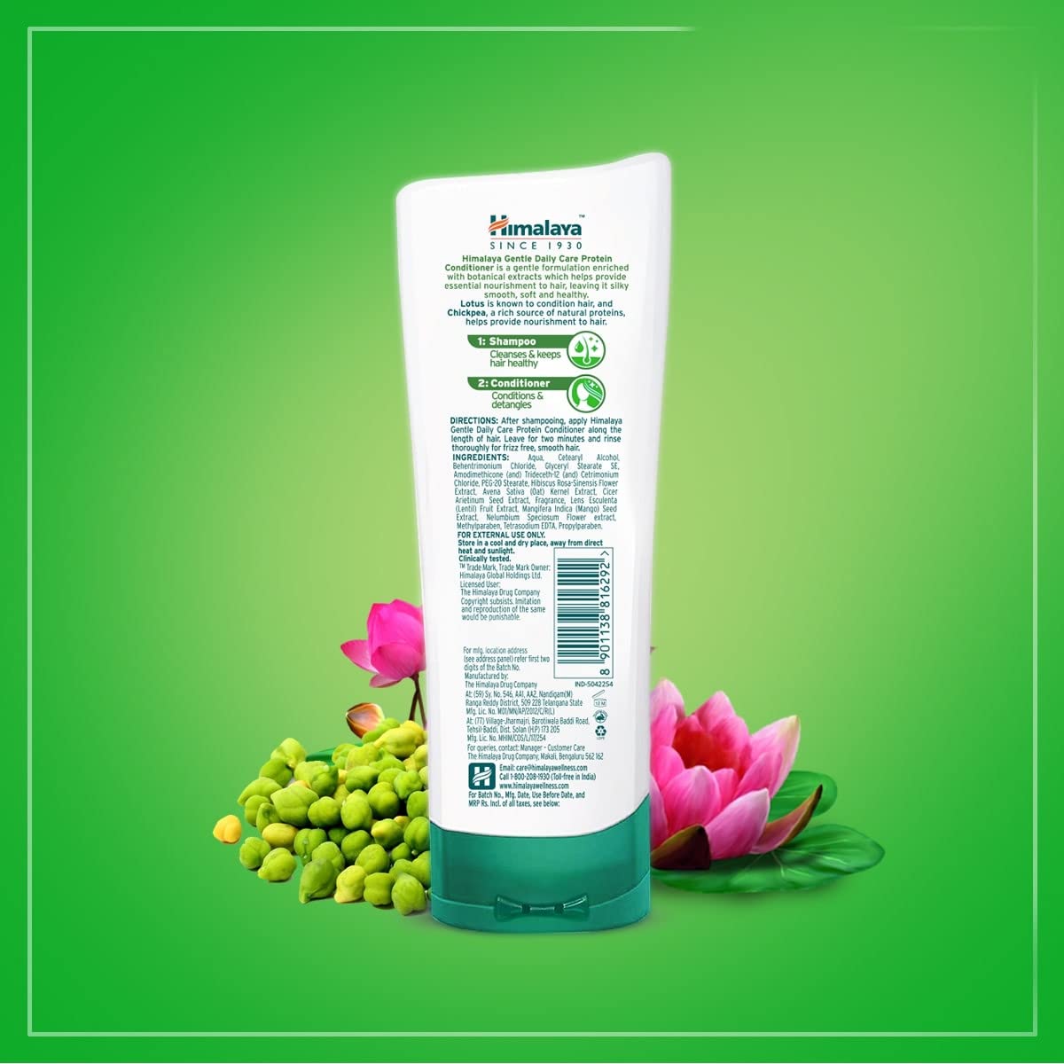 Himalaya Gentle Daily Care Protein Conditioner for Detangled & Silky Smooth Hair | Nourishing Dry Hair Treatment with China Rose, Lotus, Chickpea & Oats | Mild Daily Use Conditioner for Women & Men | 100ml | Perfect for Home, Travel & Salon Use