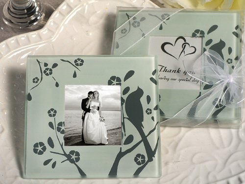 Lovebirds Design Photo Coaster Set - Romantic Couple Gift, Absorbent Ceramic Drink Coaster C832 (Pack of 1) by Cassiani - Perfect for Weddings, Anniversaries & Coffee Table Decor