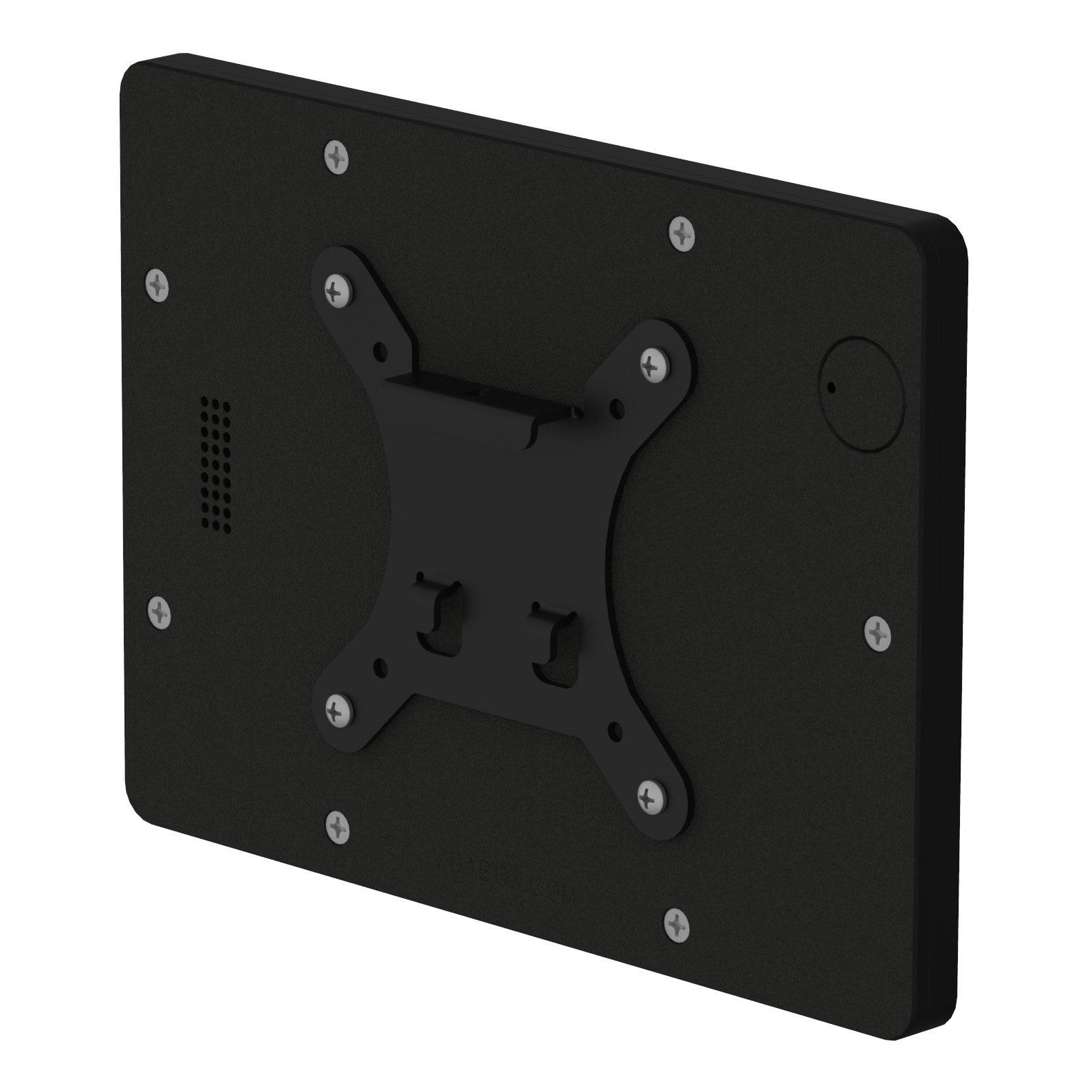 VidaMount Black Home Button Covered Enclosure & Tilting Removable Glass Mount for iPad Mini 1/2/3 - Secure Tablet Stand for Home, Office, and Travel Use