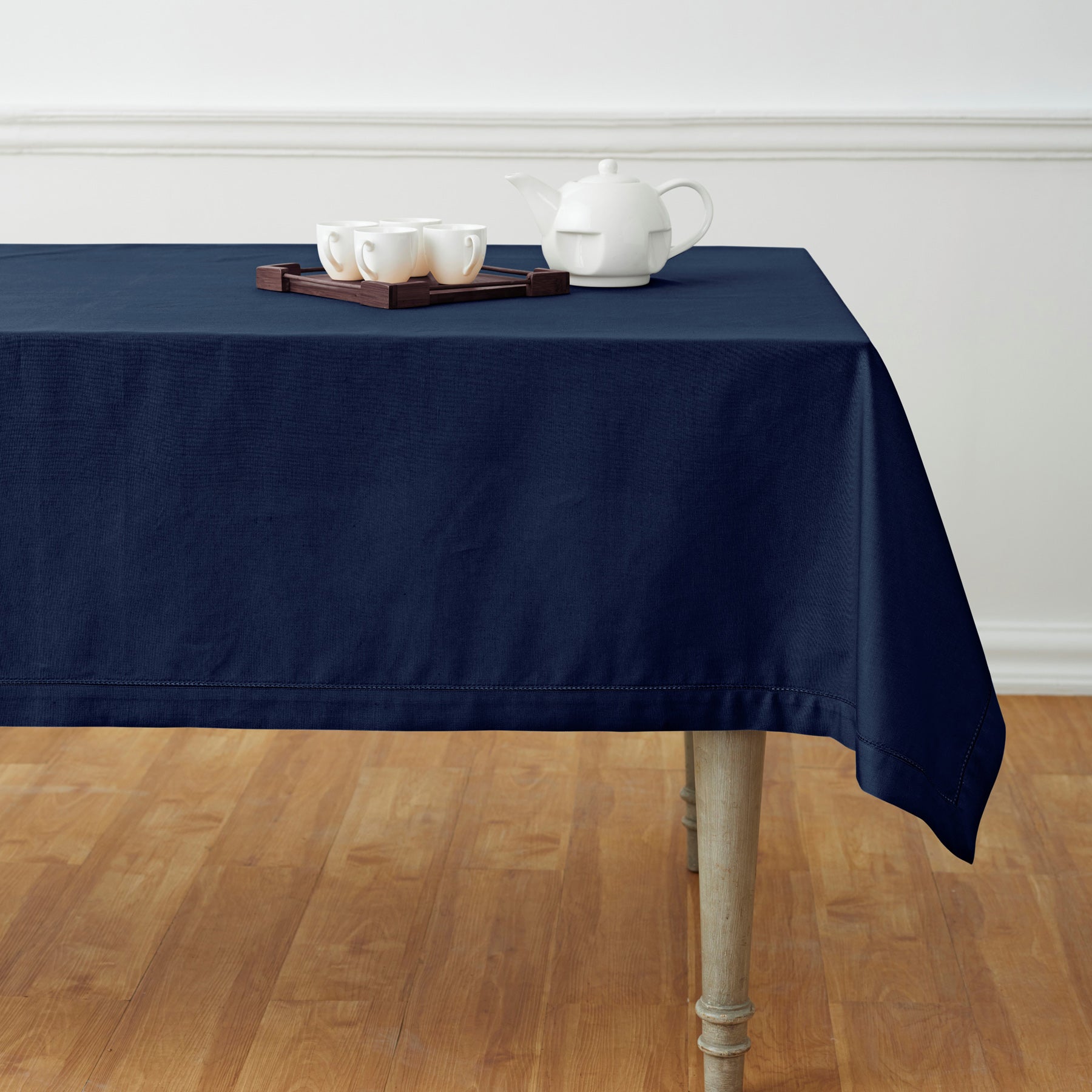 Premium Cotton Linen Hemstitch Tablecloth - Elegant Dining Table Cover for Home Decor, Parties & Special Occasions