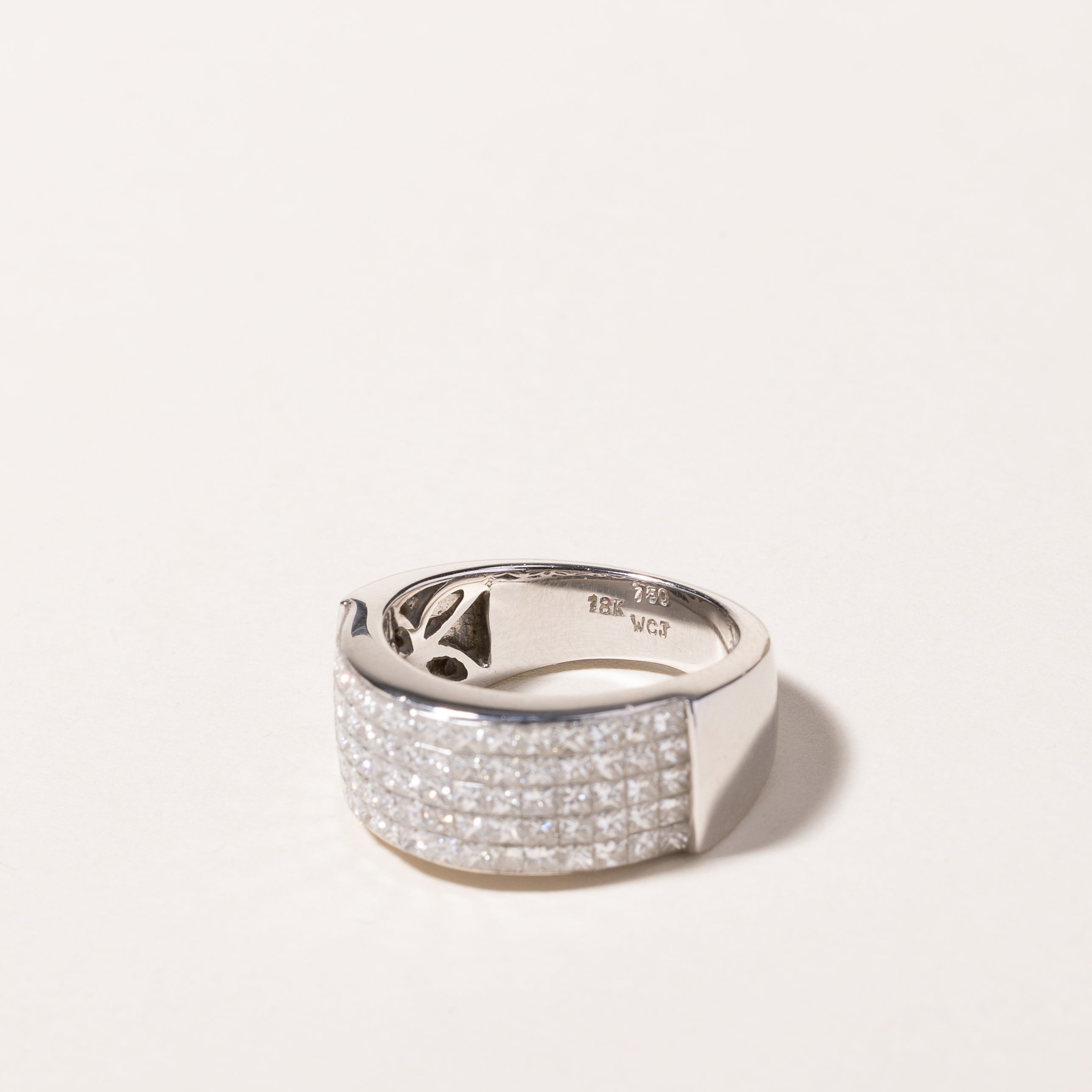 18k White Gold 5 Row Diamond Ring - 2.08 Carat Total Weight (CTW) | Size 6.25 | Elegant Wedding Band, Anniversary Gift, Engagement Ring for Women