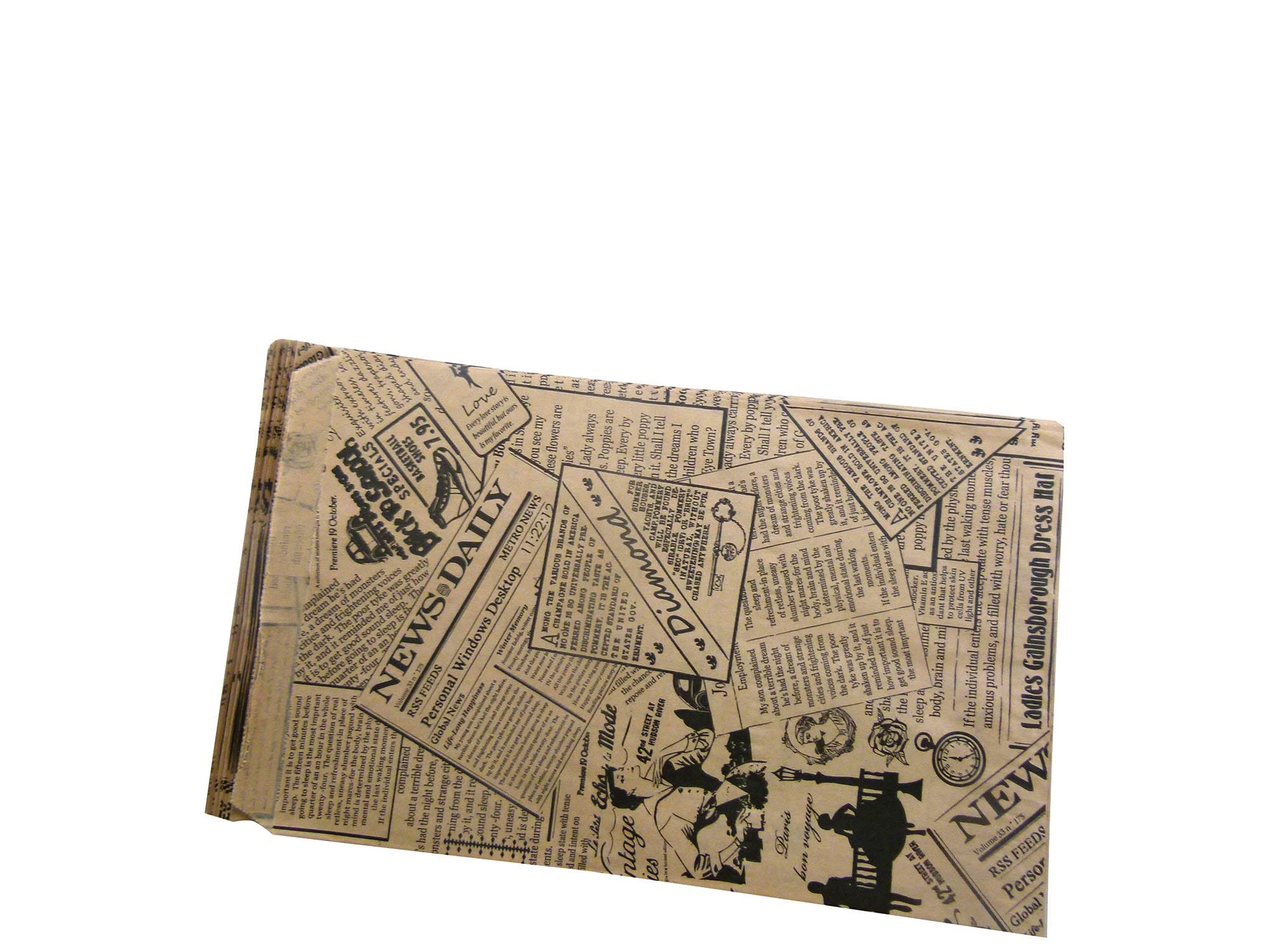 50 Pack 6x9 Inches Newspaper Print & Patterned Gift Bags - Eco-Friendly Party Favor Bags for Candy, Cookies, Merchandise, Pens | Perfect for Birthdays, Weddings, Baby Showers, Holidays & Corporate Events