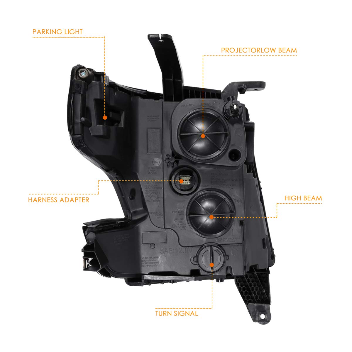 PM PERFORMOTOR Headlight Assembly Compatible with 2015-2020 Chevy Suburban & Tahoe - Projector Headlamps with LED DRL, Smoked Lens & Clear Corner - Upgrade for Night Driving & Off-Road Adventures