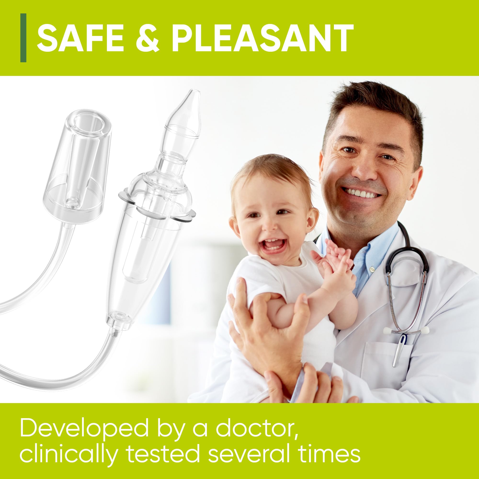 **Airmed's Vac Nasal Aspirator for Babies – Clinically Tested, Safe & Gentle Baby Nose Sucker with 2 Suction Heads & Cleaning Brush | Powerful Vacuum-Like Suction for Newborns & Infants | Perfect for Congestion Relief & Comfortable Breathing**