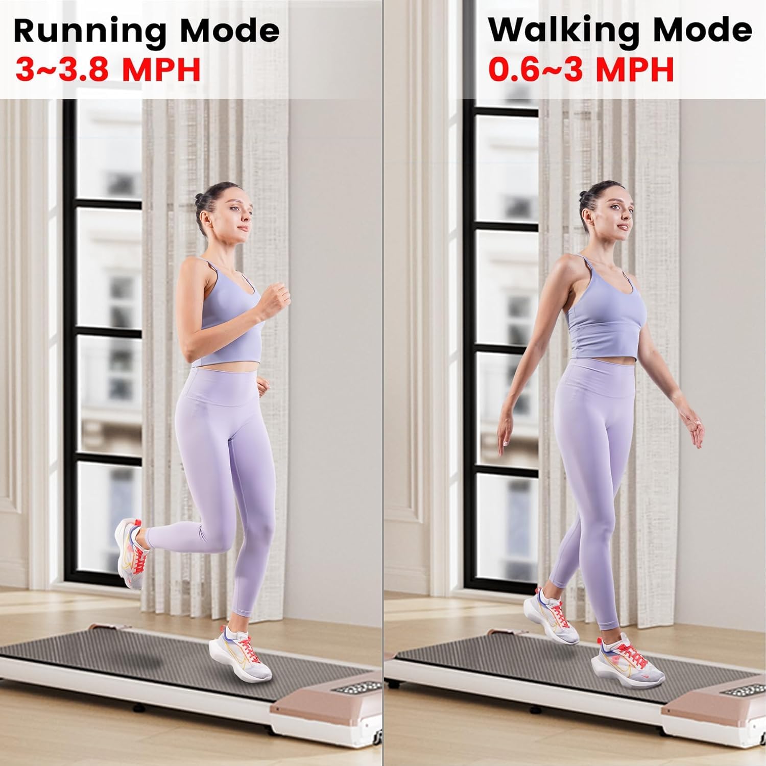 DeerRun 2 in 1 Under Desk Treadmill - 2.2HP Quiet Walking Pad & Jogging Machine with Remote Control, Lightweight Portable Treadmill for Home & Office - Perfect for Workouts While Working, Watching TV or Small Spaces