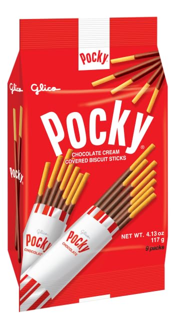 Crunchy Glico Pocky Sticks - Chocolate Cream Covered Biscuit Snacks | Authentic Japanese Candy | Pack of 2 (18 Sticks Total) | Perfect for Parties, Gifts & Movie Nights