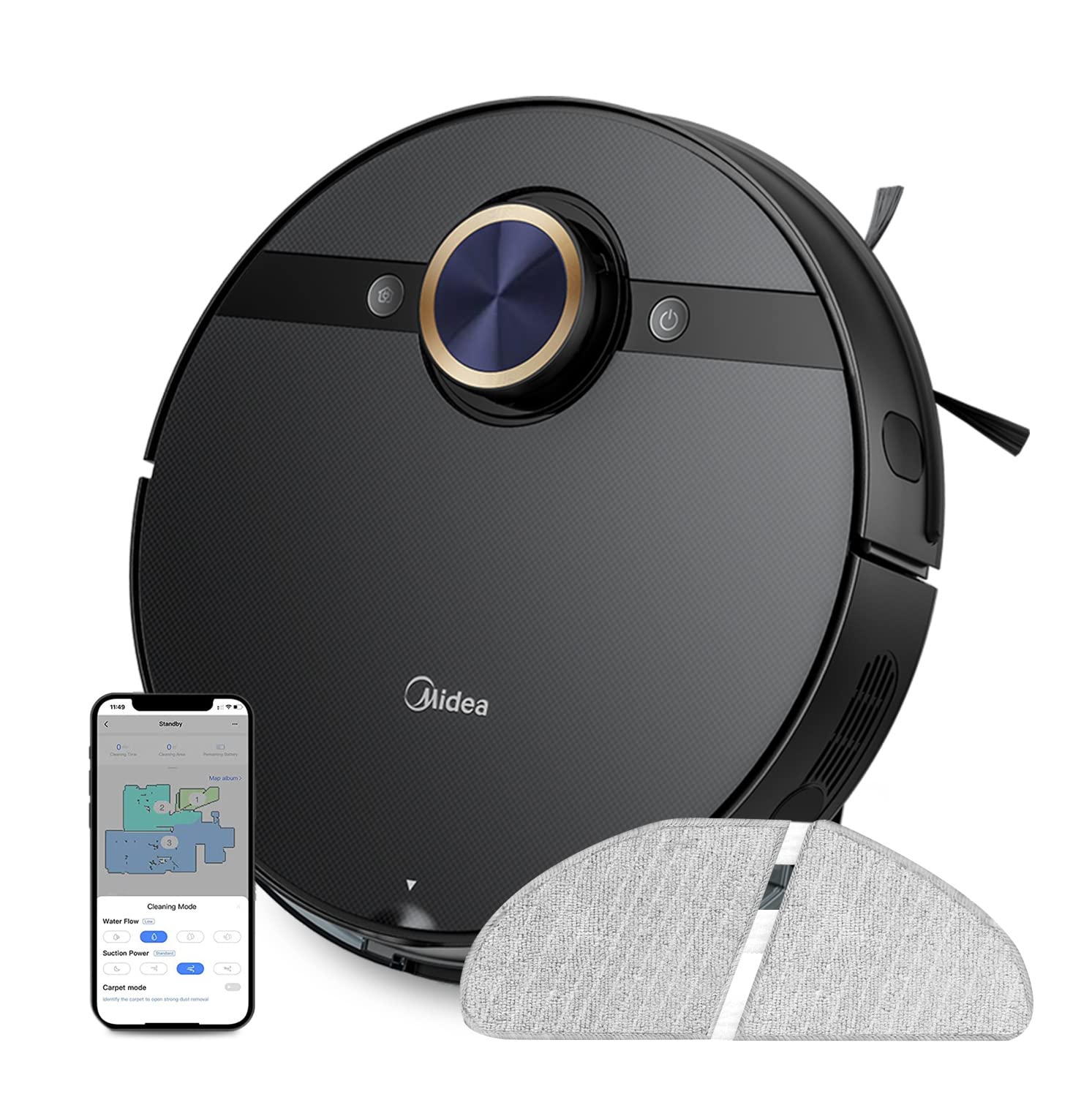 Midea M7 Pro Robot Vacuum and Mop Cleaner with 4000PA Strong Suction, Laser LiDAR Navigation, Multi-Floor Mapping - Smart Self-Cleaning Robotic Vacuum for Pet Hair, Hardwood Floors & Carpets - Perfect for Home, Office and Large Spaces (M7 PRO)