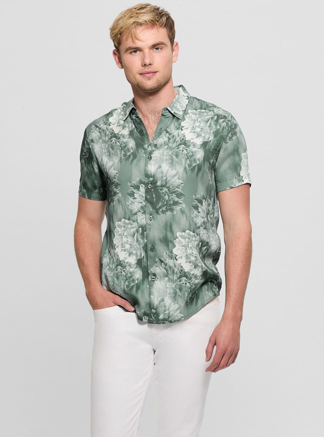 Stylish Green Wayco Floral Print Shirt for Men - Perfect for Summer Outfits, Beach Vacations & Casual Wear