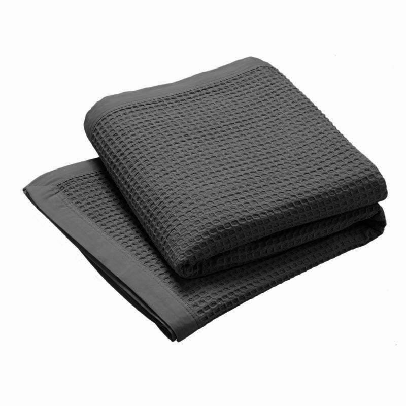 Premium Charcoal Cotton Waffle Blanket - Ultra Soft & Breathable for King, Queen & Full Size Beds | Cozy Home Decor, All-Season Comfort for Bedroom, Living Room & Outdoor Use