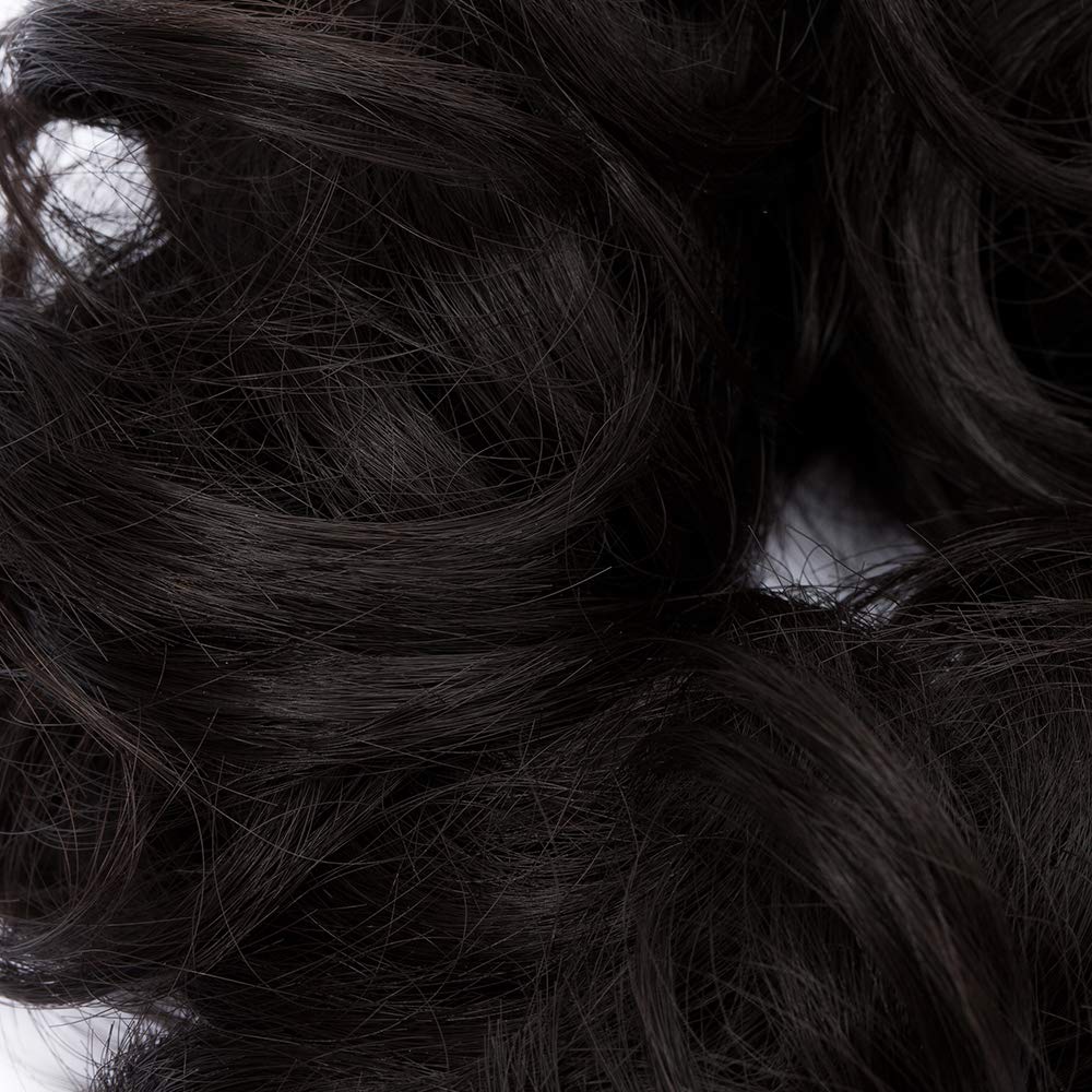 30G Medium Brown Messy Curly Hair Bun Updo - Scrunchie Donut Hair Extensions & Chignon Ponytail Piece for Women | Perfect for Weddings, Parties & Everyday Styling