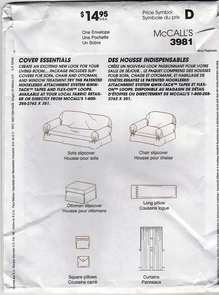 McCalls Home Decorating Cover Essentials 3981 - Premium Fabric for DIY Curtains, Pillows & Home Decor Projects | Perfect for Living Room, Bedroom & Window Treatments