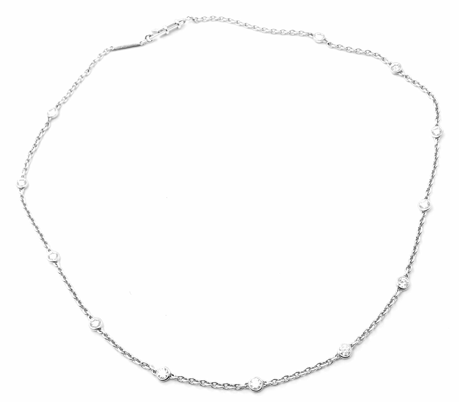 Authentic Cartier 18k White Gold 1.5ct Diamond By The Yard Chain Necklace - Luxury Jewelry for Women, Perfect for Weddings, Anniversaries & Special Occasions