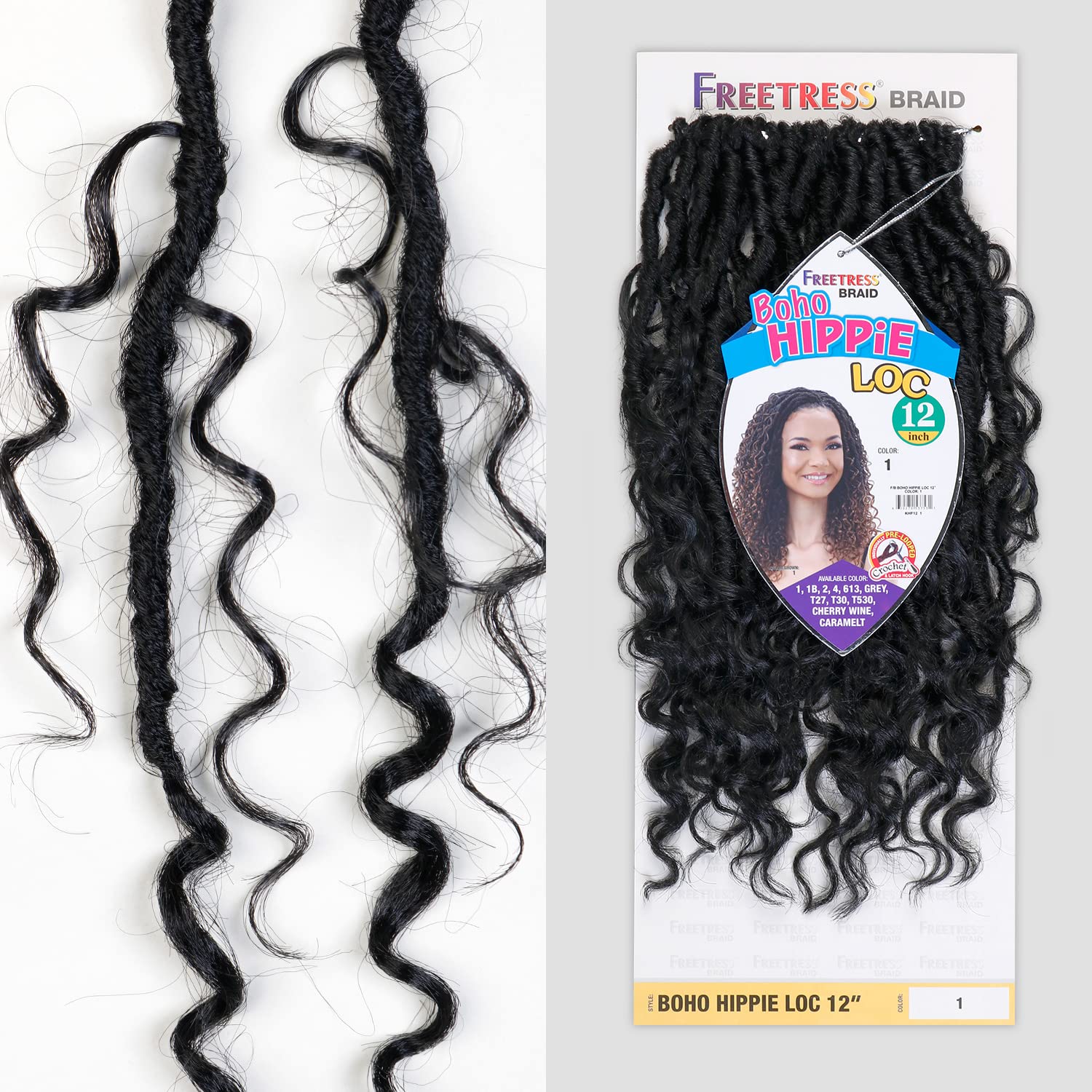 Freetress Synthetic Crochet Braid - 12 Inch BOHO HIPPIE LOC Hair Extensions in Cherrywine Color | Perfect for Boho Chic, Festival, and Everyday Protective Styles