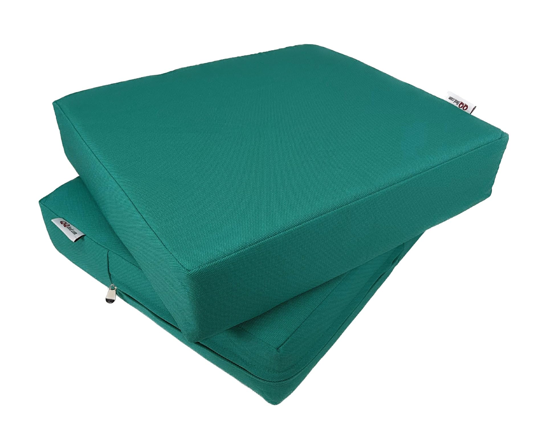 2 Pack 20x18x4 Inch Waterproof Outdoor Memory Foam Seat Cushions with Removable Cover - Peacock Blue - Perfect for Patio Furniture, Garden Sofa, Loveseat, and Deep Seat Chairs - Weather Resistant & Comfortable for Outdoor Relaxation