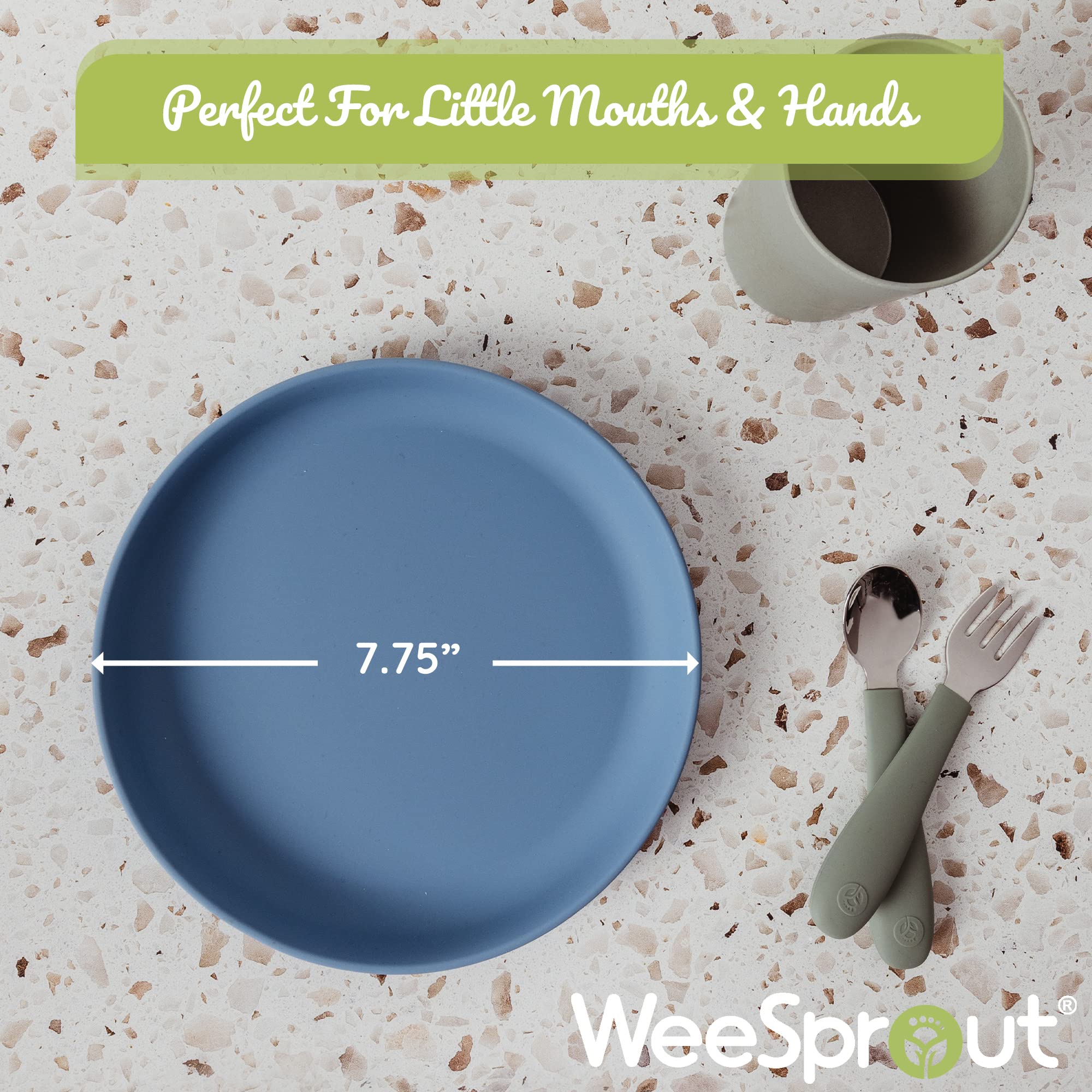 WeeSprout Baby & Toddler Non-Suction Plates with Lids - 3 Pack | 100% Food Grade Silicone Plates & Hard Plastic Lids | Unbreakable, Microwave & Dishwasher Safe | Perfect for Daycare, Travel & Mess-Free Mealtime