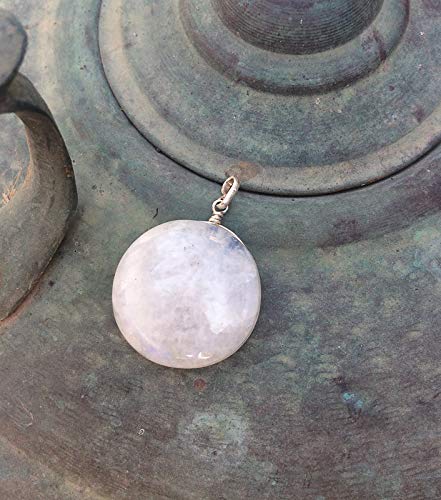 Natural Round Moonstone Silver Pendant Necklace - Tiny Boho Spiritual Jewelry Gift for Women - Perfect for Meditation, Yoga & Everyday Wear