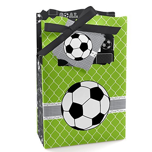 Big Dot of Happiness Goaaal - Soccer Theme Baby Shower & Birthday Party Favor Boxes - Set of 12 - Perfect for Sports Themed Celebrations and Kids' Soccer Parties