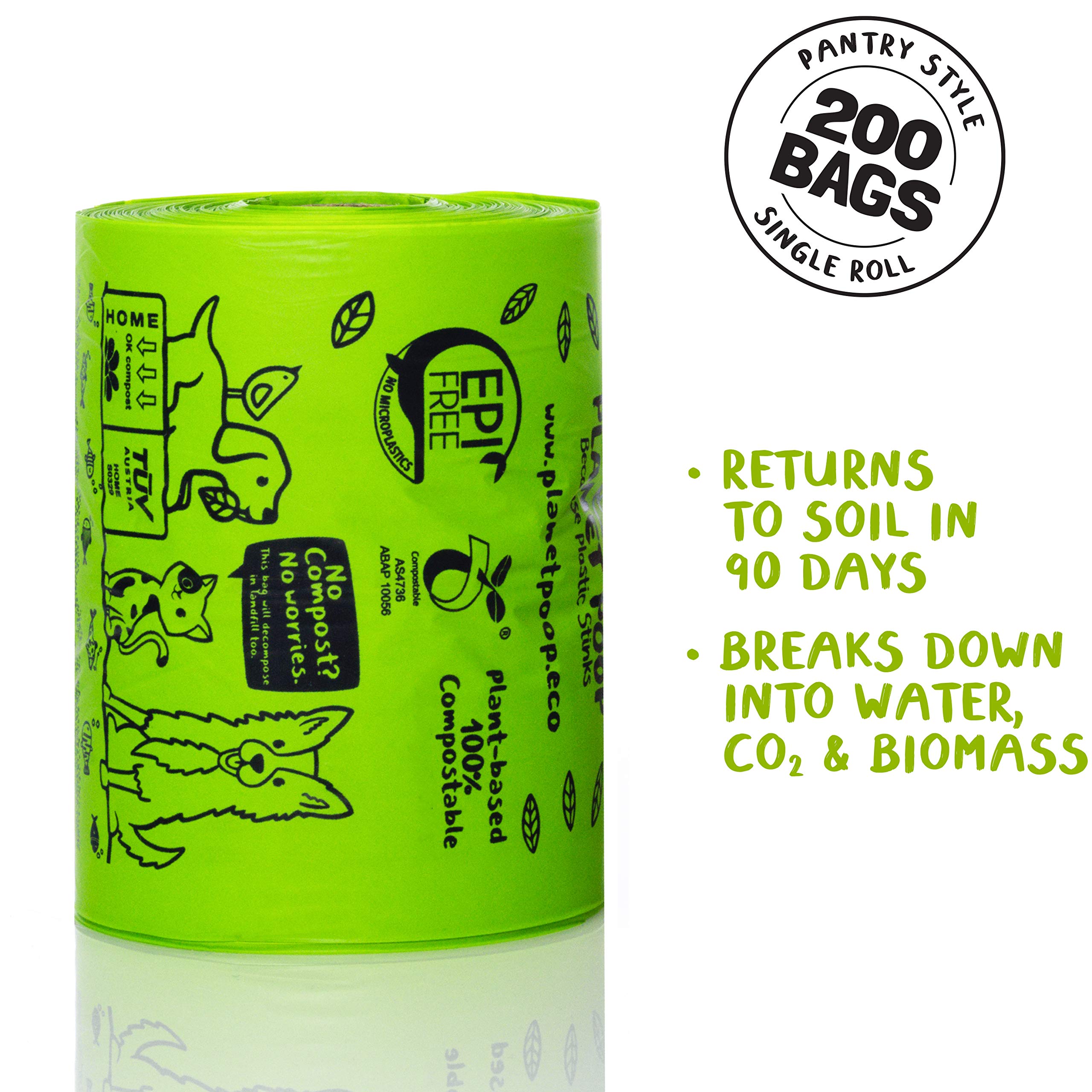 Eco-Friendly Compostable Dog Poop Bags - 200 Count Mini Size for Small Pets | Biodegradable, Unscented, Leakproof with Handles | Plant-Based Pet Waste Bags for Dogs & Cats | Perfect for Walks, Travel & Backyard Cleanup