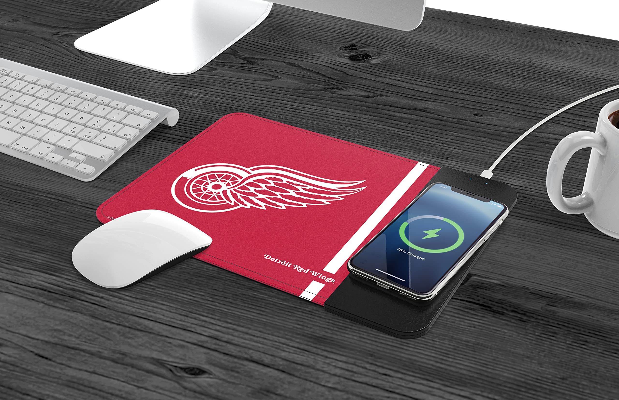 SOAR NHL Wireless Charging Mouse Pad with RGB Lighting - Fast Qi-Compatible Charging for Phones & Devices - Perfect Gaming & Office Desk Accessory for PC, Mac, Laptop Users