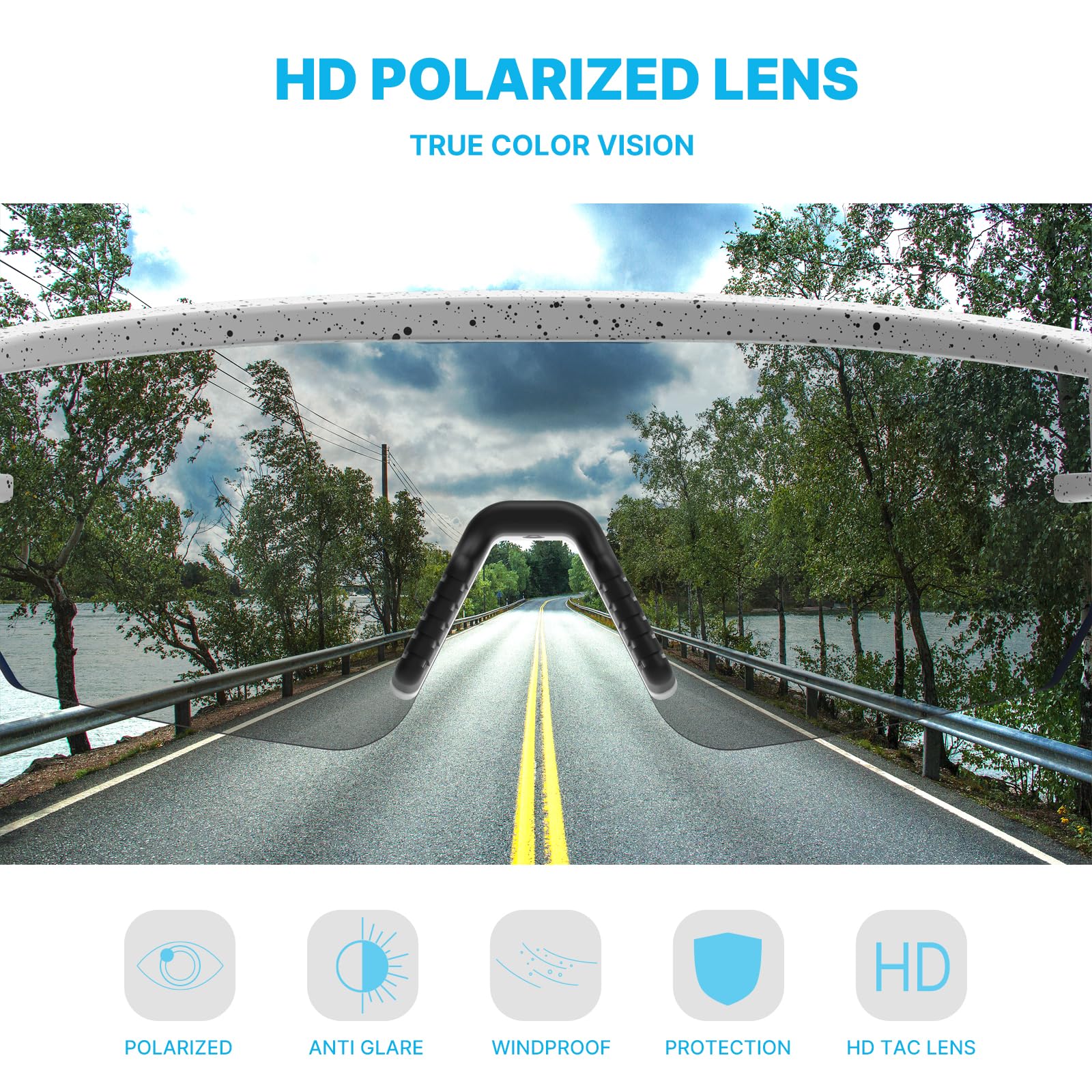 Polarized Sports Sunglasses for Men & Women - UV Protection Cycling, Running, Golf, Baseball & Driving Glasses - Lightweight & Anti-Glare for Outdoor Activities