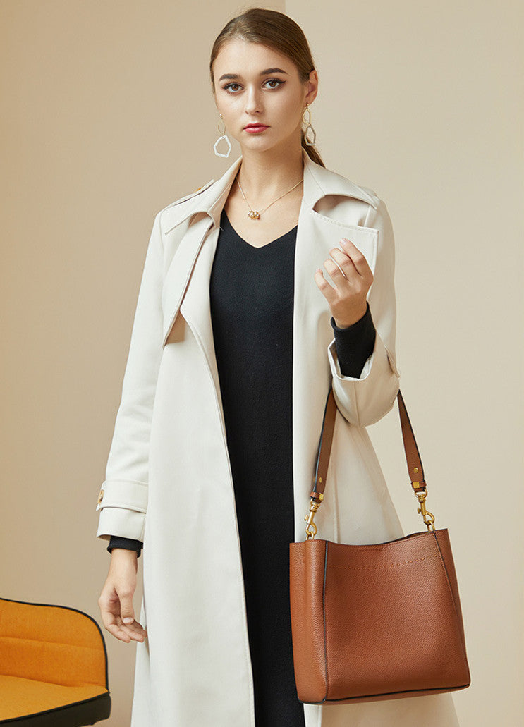 Stylish Versatile Leather Bucket Bag for Women - Fashionable Crossbody & Shoulder Bag - Perfect for Work, Travel & Everyday Use