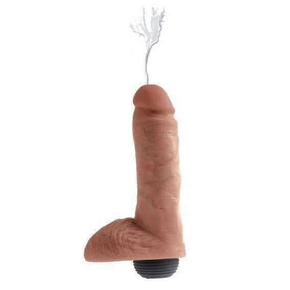 King Cock 8 Inch Realistic Squirting Dildo with Balls - Tan Flesh Tone Lifelike Adult Toy for Couples Play & Solo Pleasure