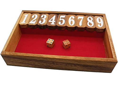 Shut The Box Classic Wooden Dice Game - Medium Size for Family Game Night & Pub Fun - Perfect for Adults & Kids Indoor/Outdoor Entertainment