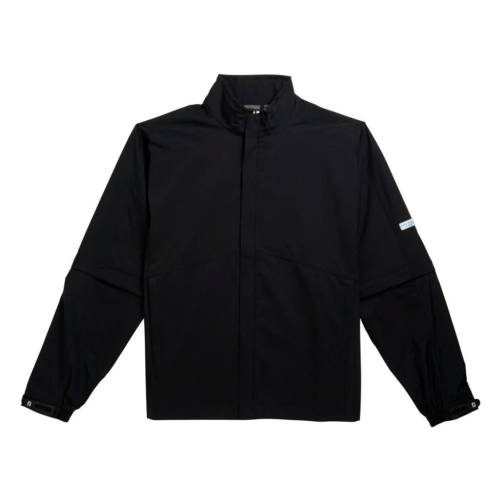 FootJoy HydroLite Black Men's Waterproof Golf Rain Jacket with Detachable Sleeves - Lightweight Windbreaker for Outdoor Golfing & Hiking