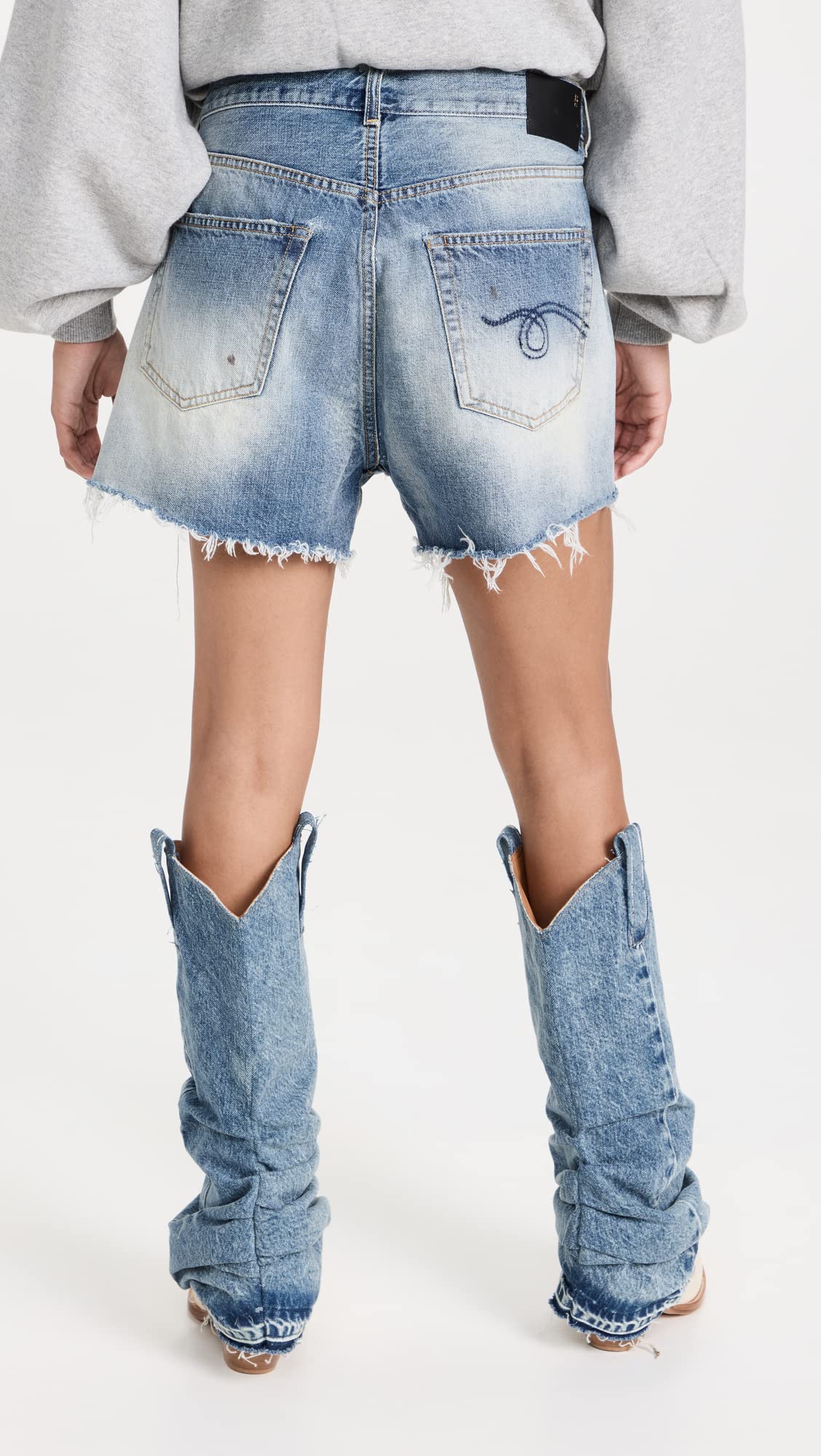 R13 Women's High Waist Crossover Shorts - Stretchy Denim Shorts for Women | Summer Fashion, Casual Wear, Beach Outfits & Street Style