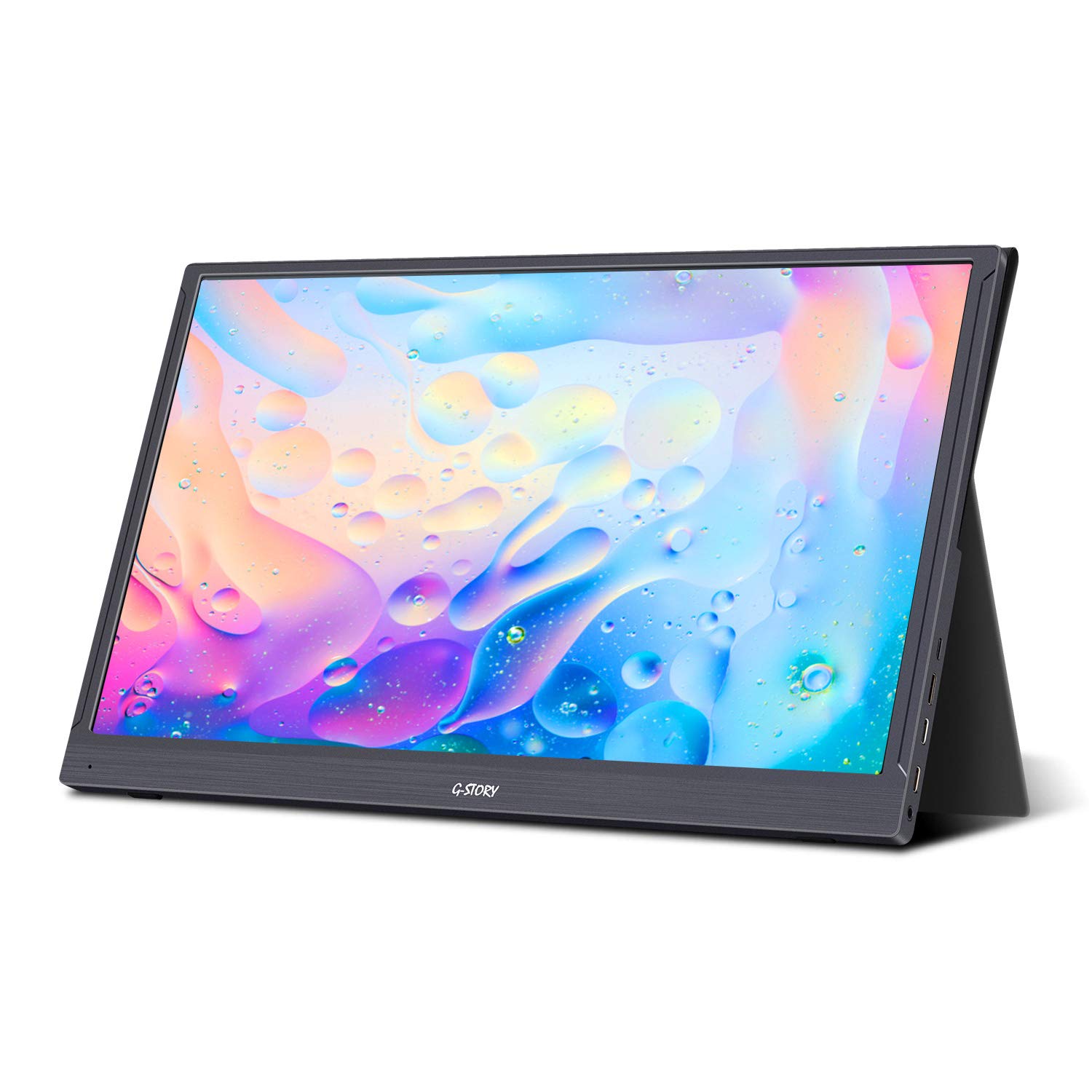 G-STORY 15.6 Inch Portable Monitor - Full HD 1080P IPS Gaming Screen with Mini HDMI & USB-C, FreeSync Compatible for Laptop, Xbox, PS4, PS5, and Smartphones - Perfect for Gaming, Work, and Travel with Included Smart Cover