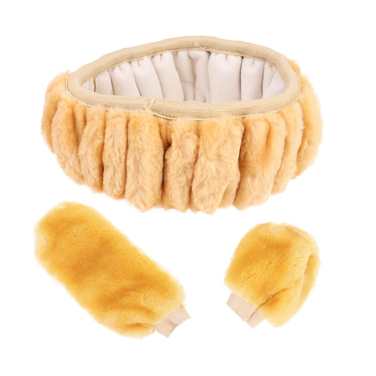 VOSAREA 3-Piece Plush Insulated Steering Wheel Cover Set for Winter - Soft Auto Pull Handle Sleeve Protector (Camel Color) | Cold Weather Driving Comfort & Car Interior Upgrade