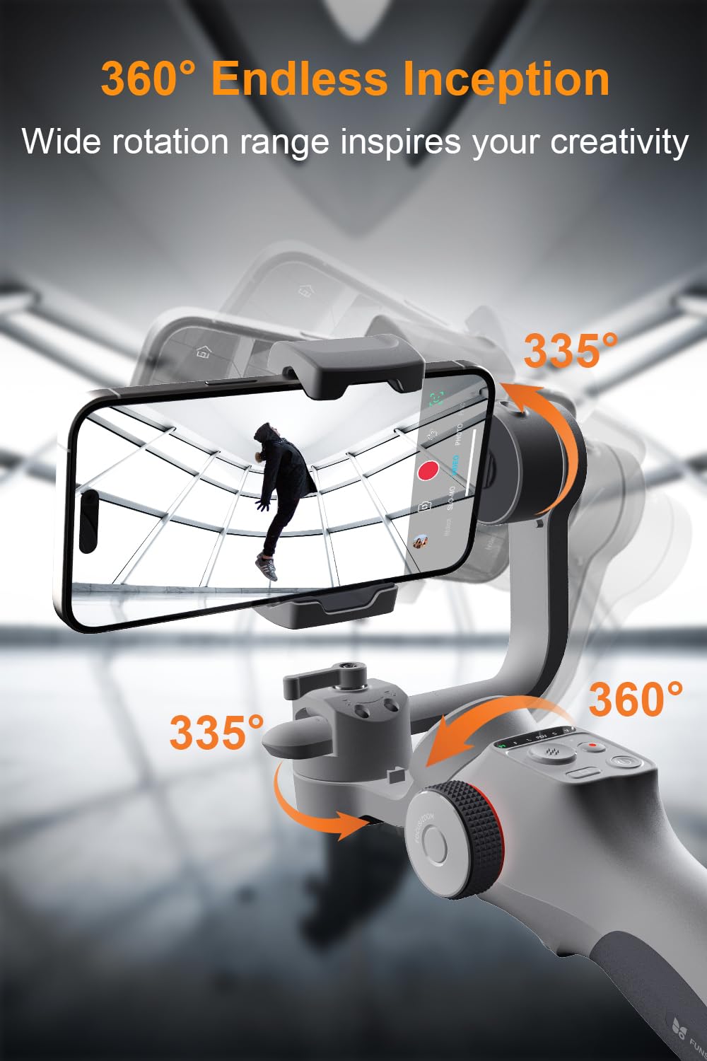 FUNSNAP C05 3-Axis Smartphone Gimbal Stabilizer with Magnetic Fill Light & AI Tracking - Compatible with iPhone 15/14 Pro Max & Android Phones - Perfect for Vlogging, Live Streaming & Smooth Video Recording