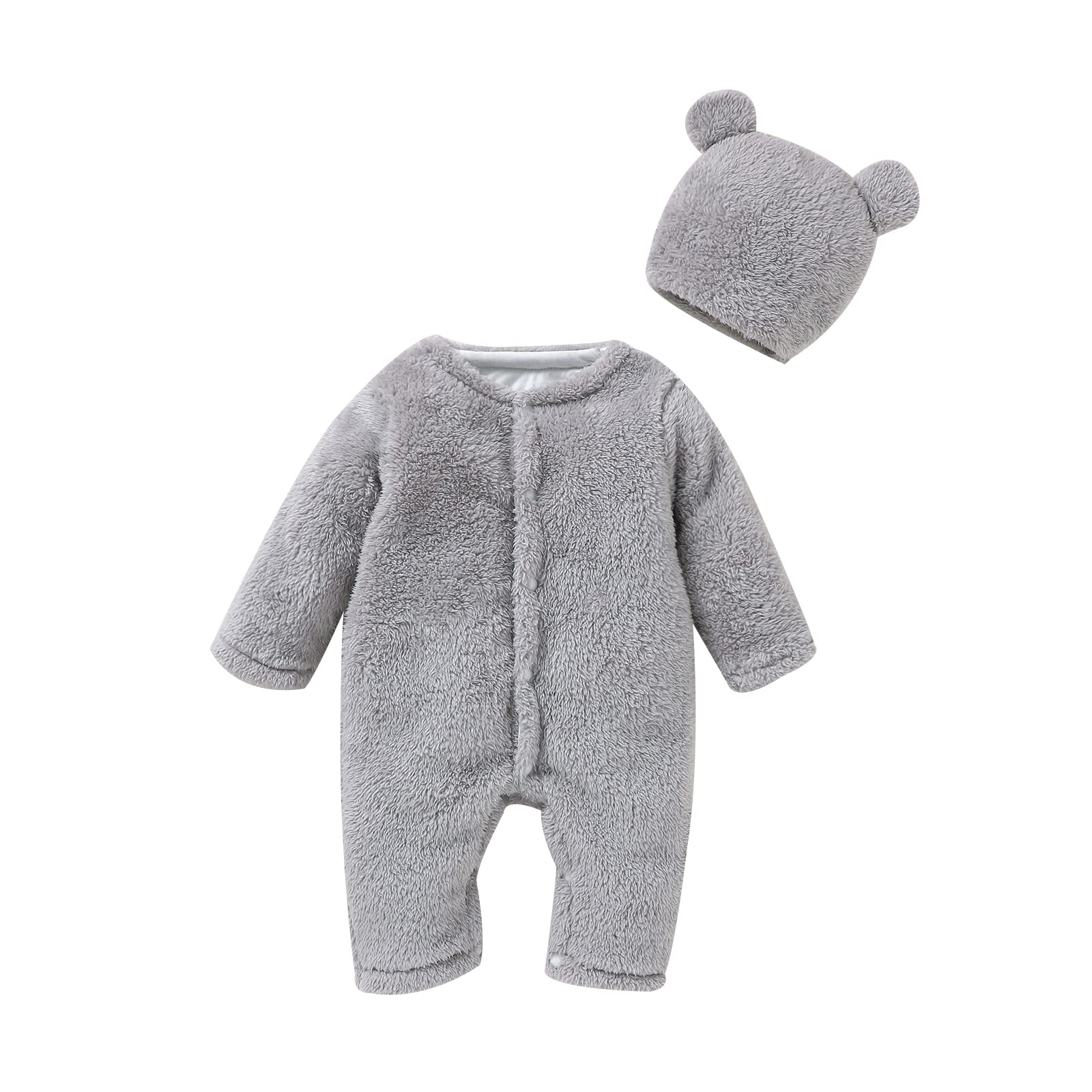 Mimixiong Newborn Baby Warmer Snowsuit - Cotton Fleece Winter Romper Jumpsuit for Baby Girls & Boys with Warm Hat | Cozy Outfit for Cold Weather, Outdoor Activities & Photoshoots