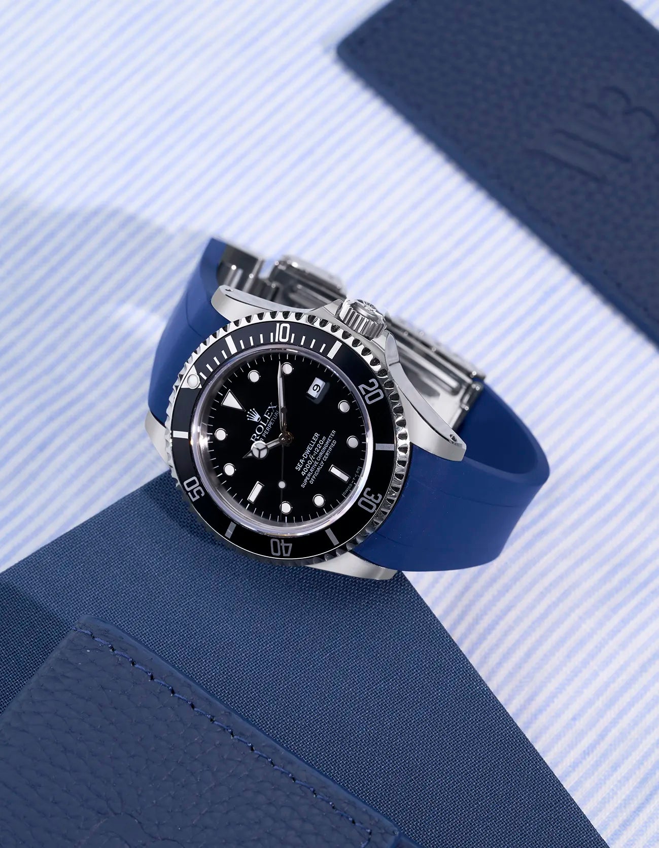 High-Quality FKM Rubber Watch Strap with Original Clasp for Rolex Sea Dweller 16600 - Durable, Comfortable & Waterproof for Diving, Swimming & Outdoor Activities