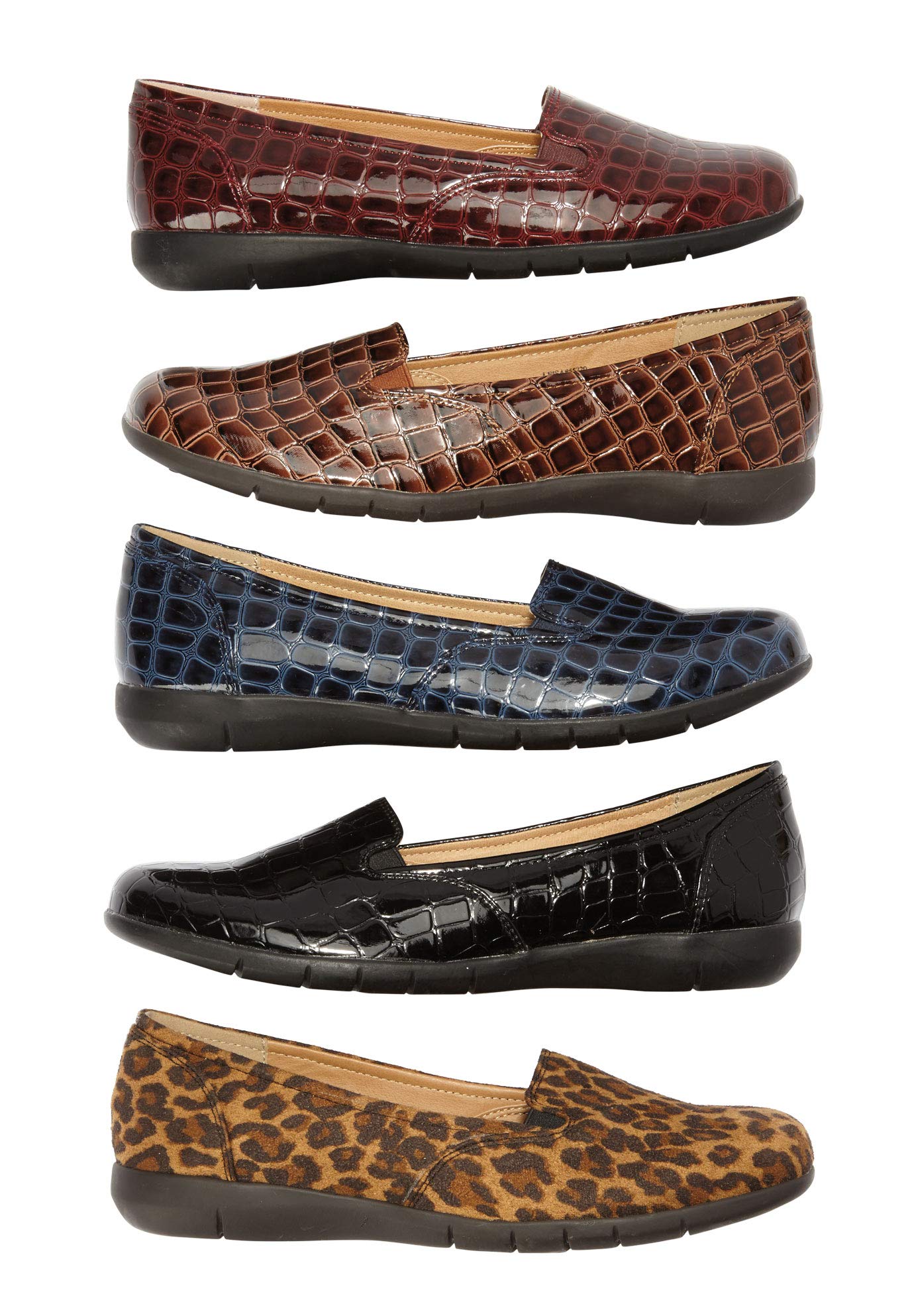 Comfortview Women's Wide Width The Leisa Flat - Comfortable Slip-On Shoes for Work, Travel & Everyday Wear