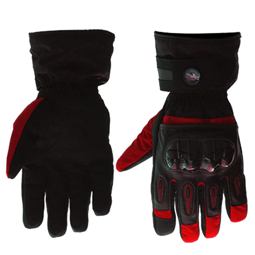 Bderkz 2 Pairs Winter Motorcycle Gloves - Waterproof, Windproof, Anti-Slip, Touchscreen Compatible with Magic Stickers for Men & Women - Ideal for Riding, Cycling, Snowboarding & Outdoor Sports (Red, Large)