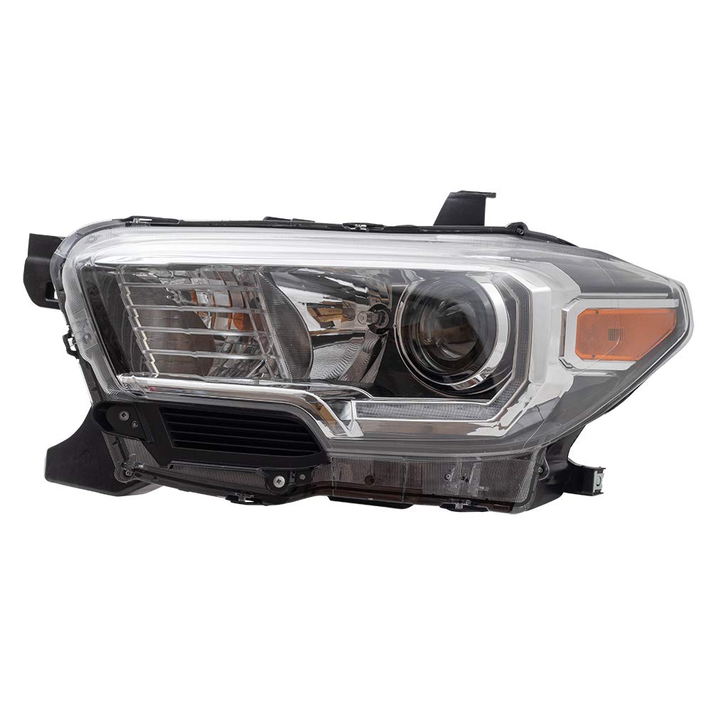 2016-2023 Toyota Tacoma Left Driver Side Halogen Headlight Assembly with LED DRL - Brock Aftermarket Replacement Compatible with Halogen Fog Lights - Perfect for Night Driving & Off-Road Adventures
