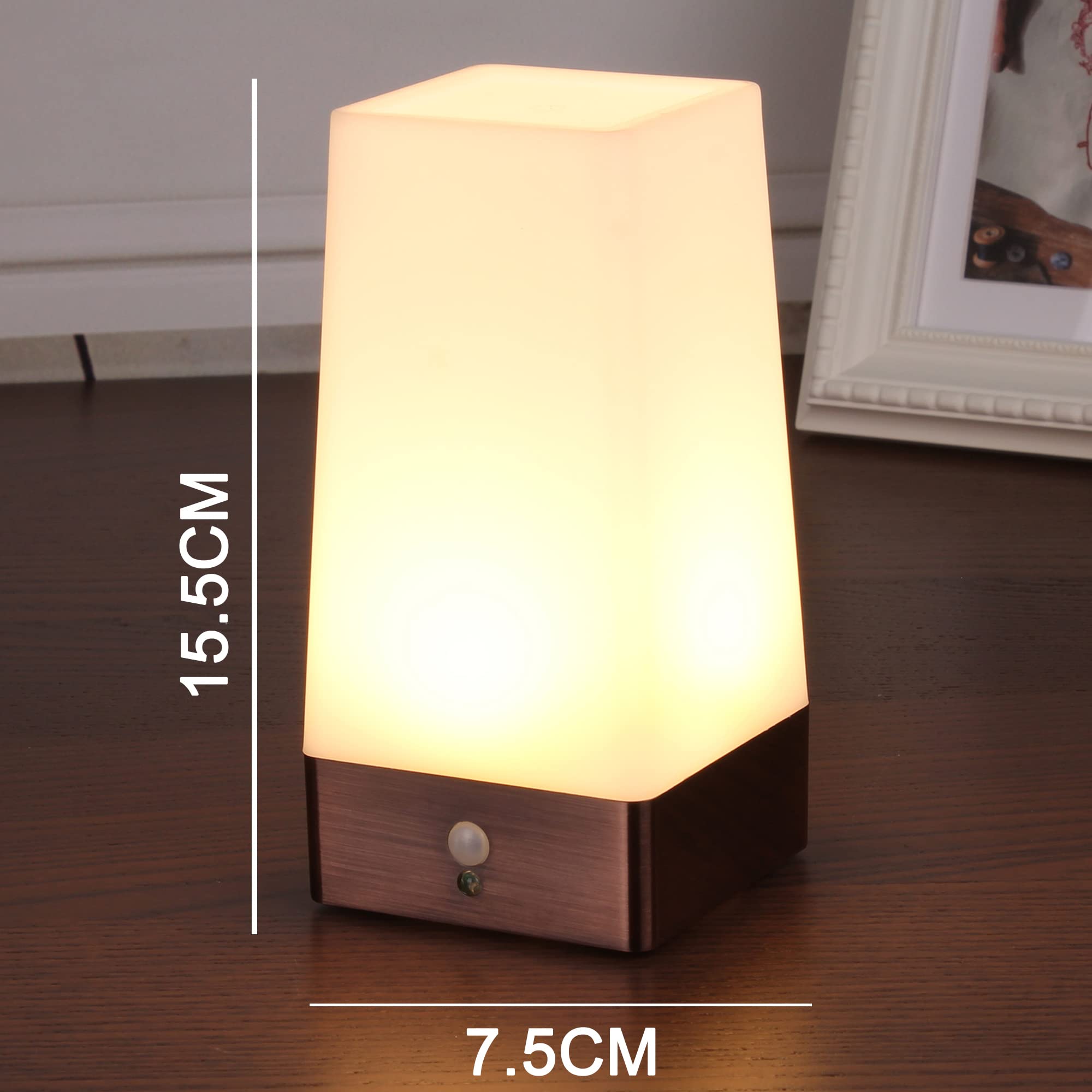 2-Pack Square Retro LED Night Light with Wireless PIR Motion Sensor - Battery Powered Bedside Lamp for Living Room, Bedroom, Bathroom, Hallway & Kitchen - Perfect for Nighttime Safety and Convenience