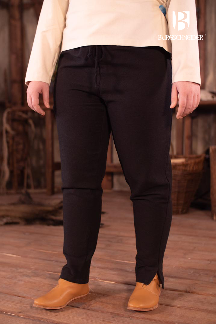 Viking Age Skjoldehamn Pants - Andoya Black Wool Trousers for LARP, Reenactment & Medieval Costume