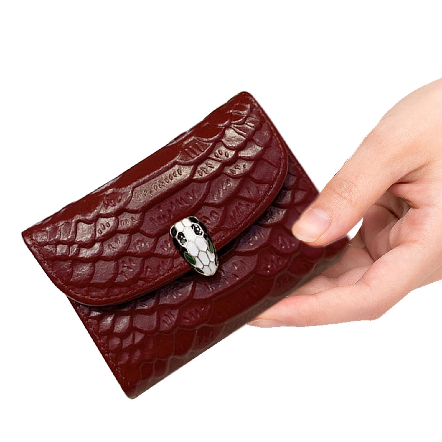 Women's Leather Wallet with Credit Card Holder & ID Window - Compact RFID Blocking Slim Wallet for Everyday Use (Red) - Perfect for Travel, Shopping & Daily Essentials