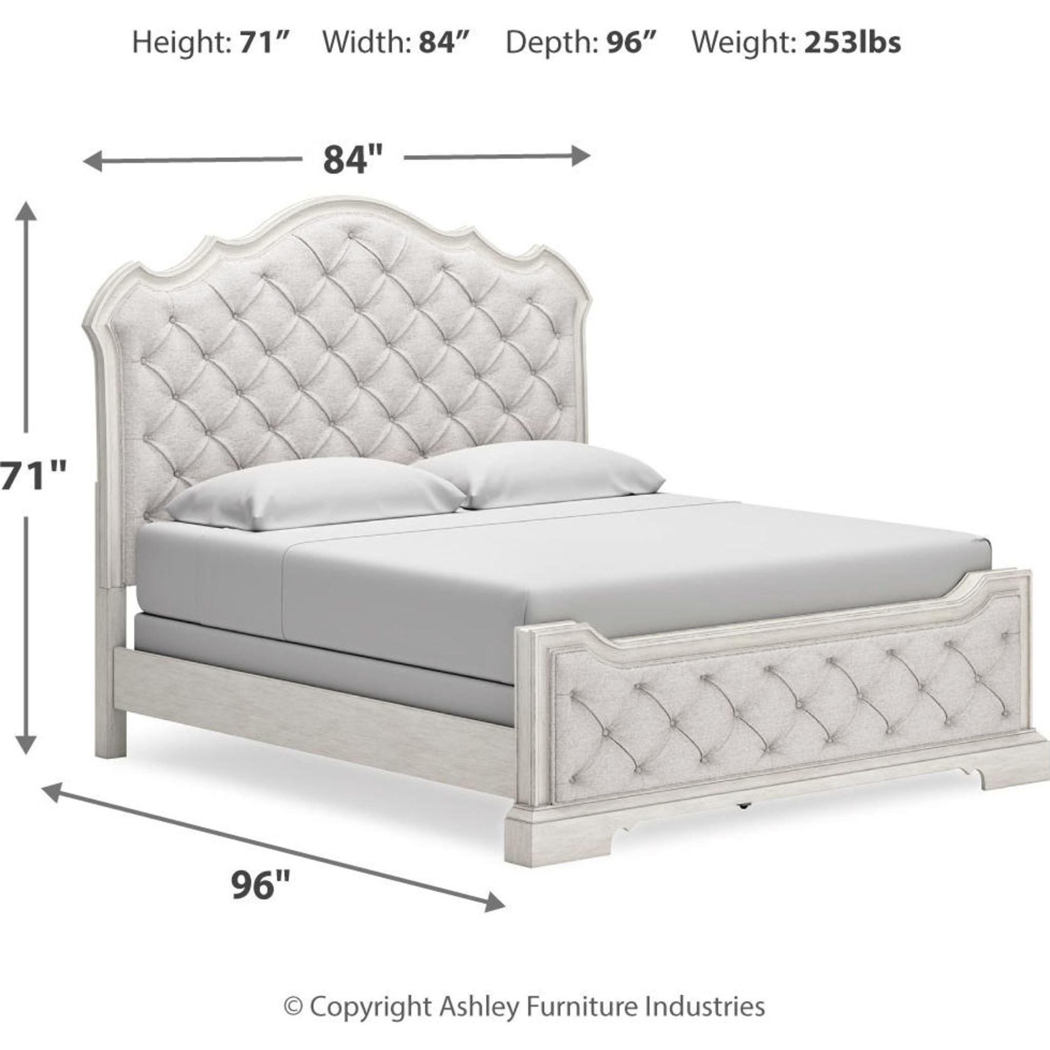 Arlendyne Upholstered Queen Bed Frame with Button Tufted Headboard - Antique White Finish for Luxurious Bedroom Decor | Perfect for Master Bedrooms, Guest Rooms & Modern Apartments