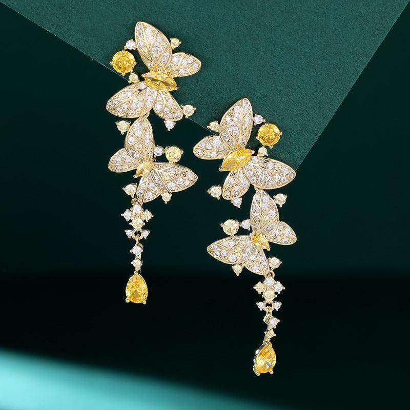 Elegant Long Butterfly Tassel Zircon Earrings for Women - Dainty Boho Chic Jewelry Gift - Perfect for Parties, Weddings & Date Nights