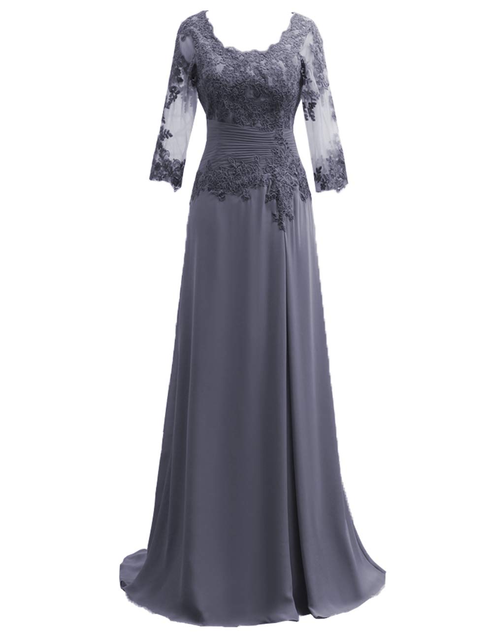 Elegant Long Sleeve Chiffon Mother of The Bride Dress - Lace Formal Evening Gown for Wedding Guest & Special Occasions | Perfect for Weddings, Galas, and Formal Events